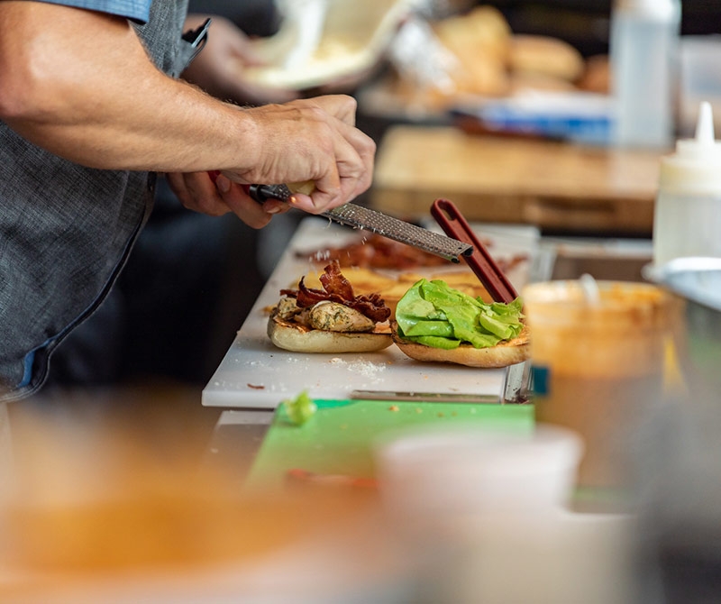 Chef making sandwich