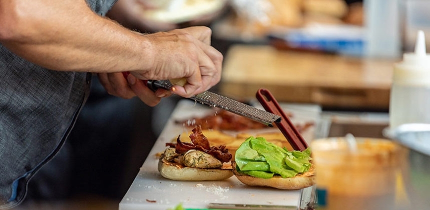 Chef making sandwich